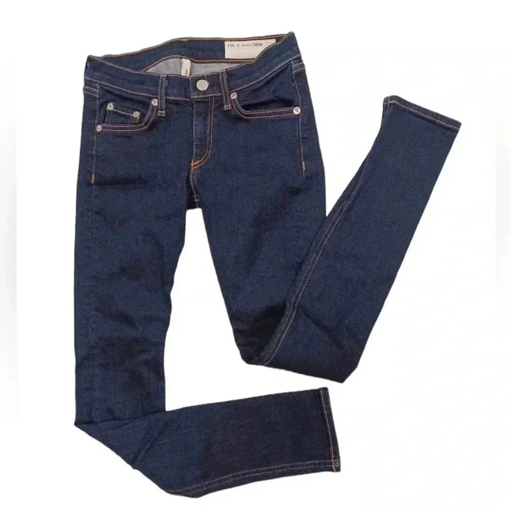 Rag & Bone Low Rise Heritage Colour Skinny Dark Wash Jeans Size 24 - Picture 2 of 11